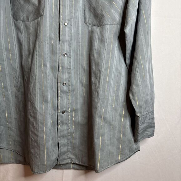 Ranch and Town by Panhandle Slim Western Shirt Stripe Pearl Snap Size 16 1/2 34 - Picture 5 of 12